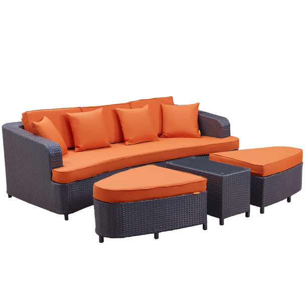 Modway Monterey 4 Piece Outdoor Patio Sofa Set EEI-992-BRN-ORA-SET Brown Orange