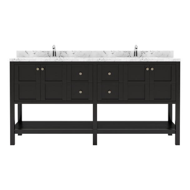 Virtu USA ED-30072-CMSQ-ES-NM Winterfell 72" Bath Vanity in Espresso with Cultured Marble Quartz Top and Sinks