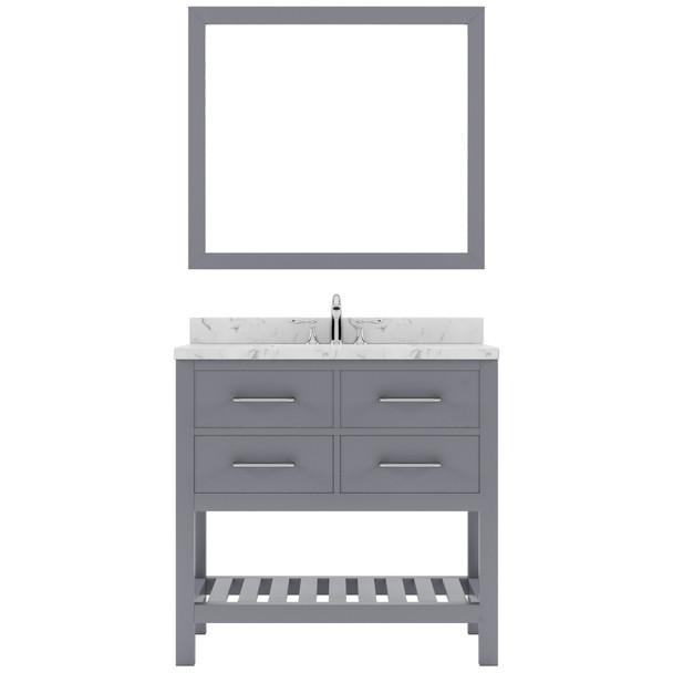 Virtu USA MS-2236-CMSQ-GR-002 Caroline Estate 36" Bath Vanity in Gray with Cultured Marble Quartz Top and Sink