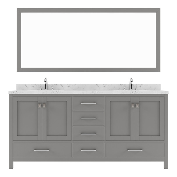 Virtu USA GD-50072-CMRO-CG-001 Caroline Avenue 72" Bath Vanity in Gray with Cultured Marble Quartz Top