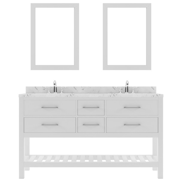 Virtu USA MD-2260-CMSQ-WH-002 Caroline Estate 60" Bath Vanity in White with Cultured Marble Quartz Top