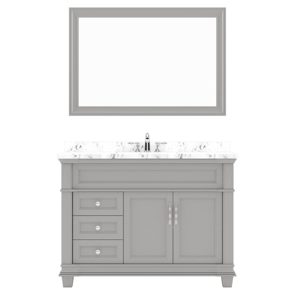 Virtu USA MS-2648-CMRO-GR Victoria 48" Single Bath Vanity in Gray with Cultured Marble Quartz Top and Sink