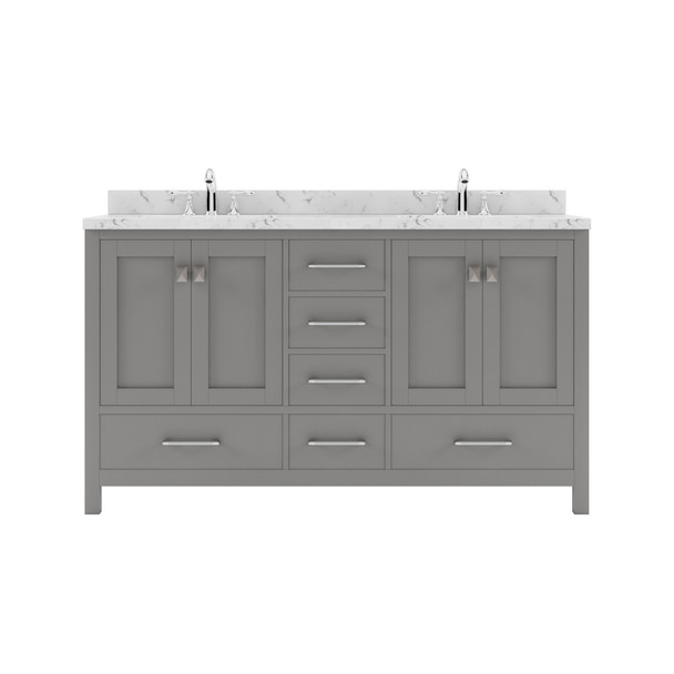 Virtu USA GS-50060-CMSQ-CG-NM Caroline Avenue 60" Bath Vanity in Cashmere Gray with Cultured Marble Quartz Top