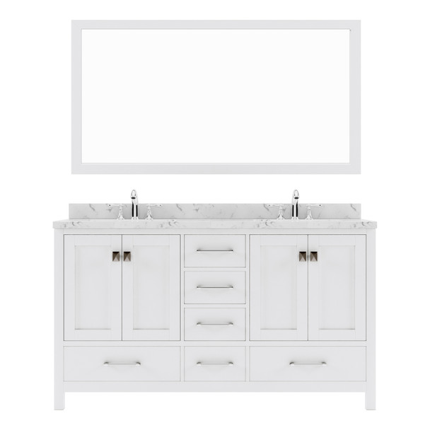 Virtu USA GS-50060-CMSQ-WH Caroline Avenue 60" Bath Vanity in White with Cultured Marble Quartz Top