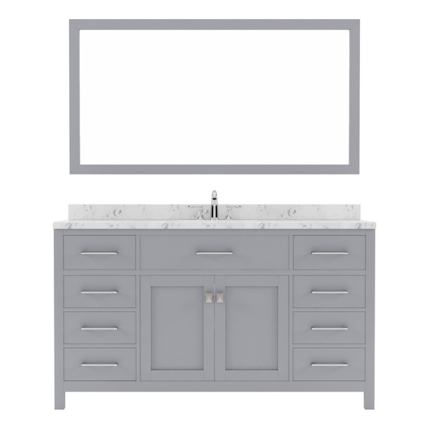 Virtu USA MS-2060-CMRO-GR-002 Caroline 60" Single Bath Vanity in Gray with Cultured Marble Quartz Top and Sink