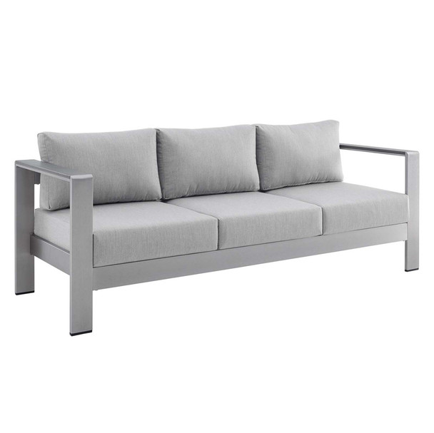 Modway EEI-4228-SLV Shore Sunbrella® Fabric Aluminum Outdoor Patio Sofa