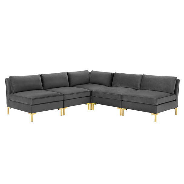 Modway EEI-4276 Ardent 5-Piece Performance Velvet Sectional Sofa