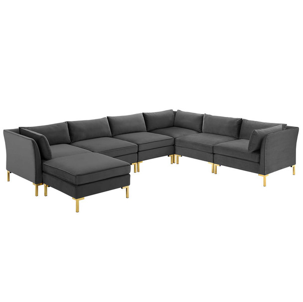 Modway EEI-4278 Ardent 7-Piece Performance Velvet Sectional Sofa