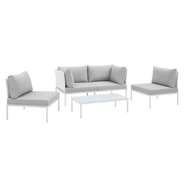 Modway EEI-4690-WHI-SET Harmony 4-Piece  Sunbrella® Outdoor Patio Aluminum Seating Set