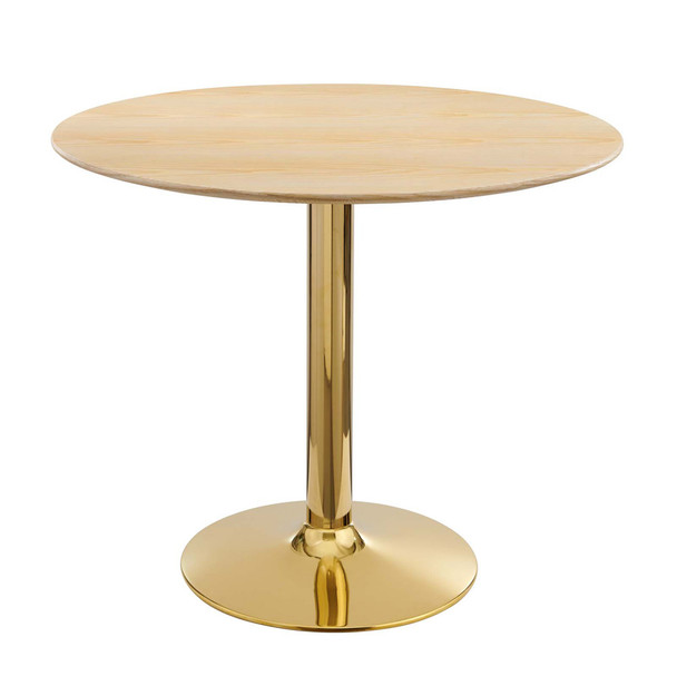 Modway EEI-4739-GLD-NAT Verne 35" Dining Table - Gold/Natural