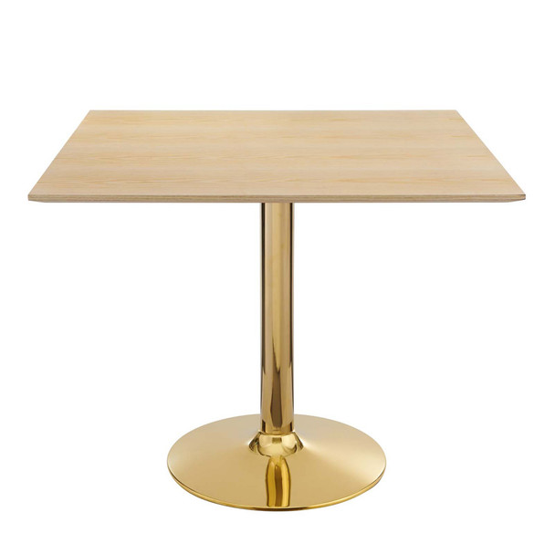 Modway EEI-4745-GLD-NAT Verne 35" Square Dining Table - Gold/Natural