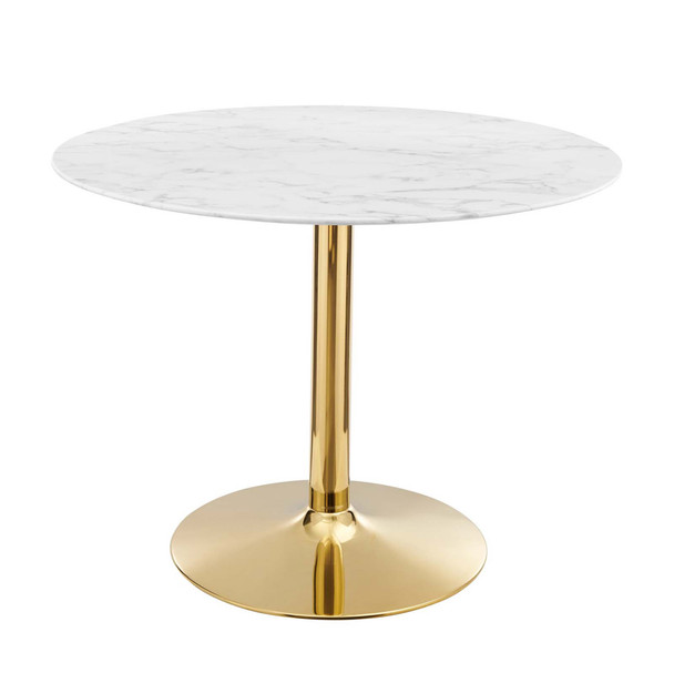 Modway EEI-4749-GLD-WHI Verne 40" Artificial Marble Dining Table - Gold/White