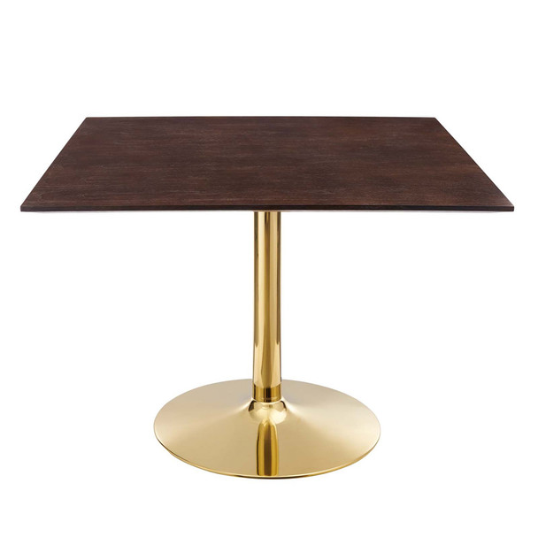 Modway EEI-4755-GLD-CHE Verne 40" Square Dining Table - Gold/Cherry Walnut