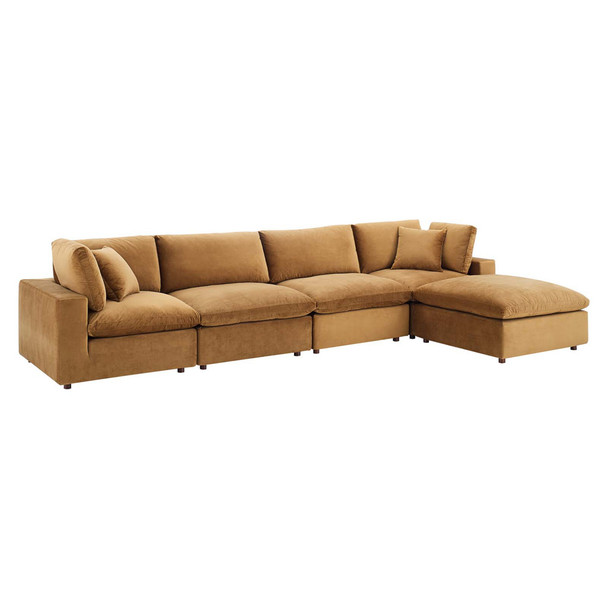 Modway EEI-4820 Commix Down Filled Overstuffed Performance Velvet 5-Piece Sectional Sofa