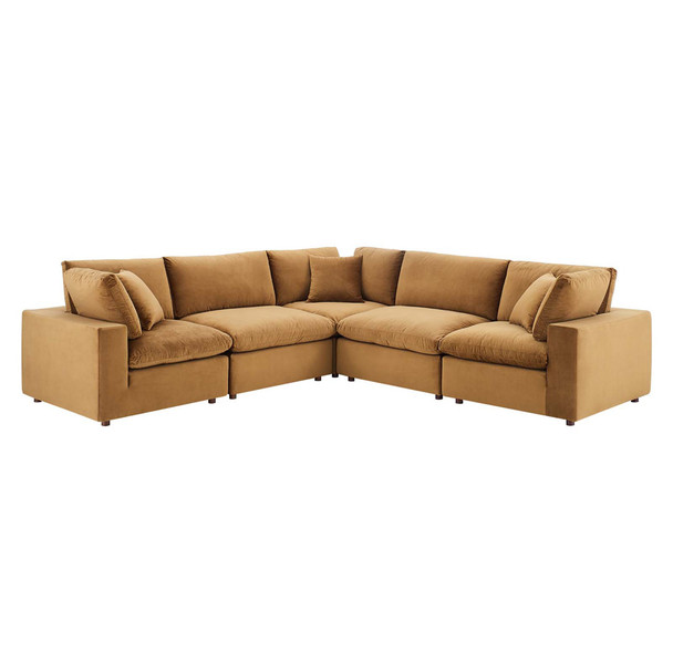 Modway EEI-4823 Commix Down Filled Overstuffed Performance Velvet 5-Piece Sectional Sofa