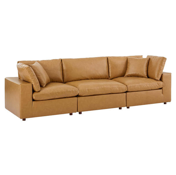 Modway EEI-4914 Commix Down Filled Overstuffed Vegan Leather 3-Seater Sofa