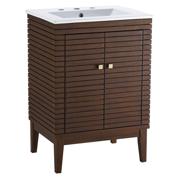 Modway EEI-5114-WAL-WHI Ledger 24" Bathroom Vanity - Walnut/White