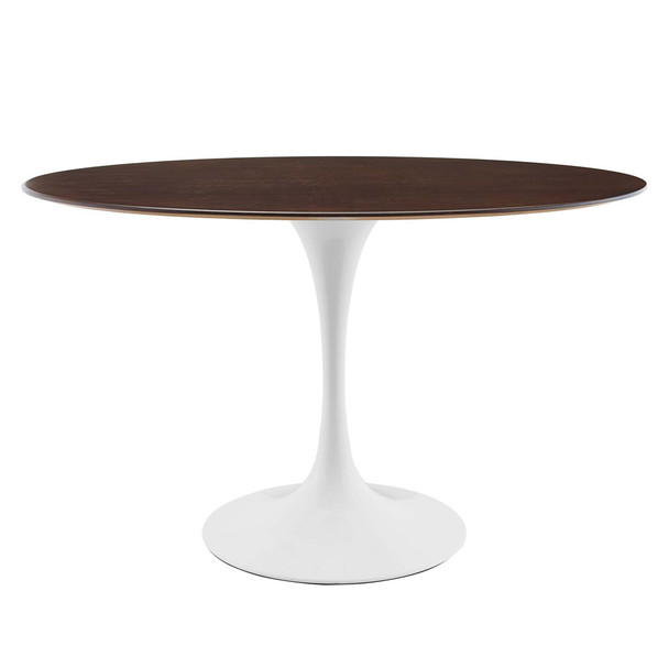 Modway EEI-5159-WHI-CHE Lippa 48" Oval Dining Table - White/Cherry Walnut