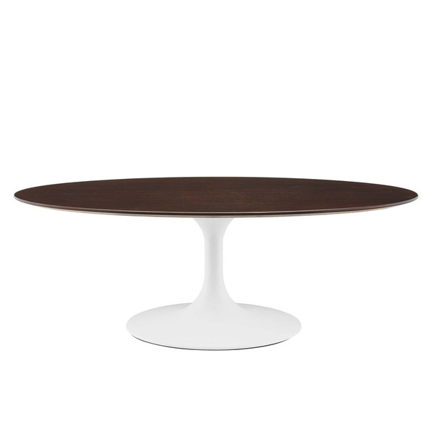 Modway EEI-5189-WHI-CHE Lippa 48" Oval Coffee Table - White/Cherry Walnut