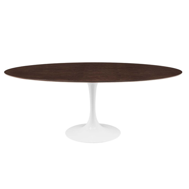 Modway EEI-5196-WHI-CHE Lippa 78" Oval Dining Table - White/Cherry Walnut