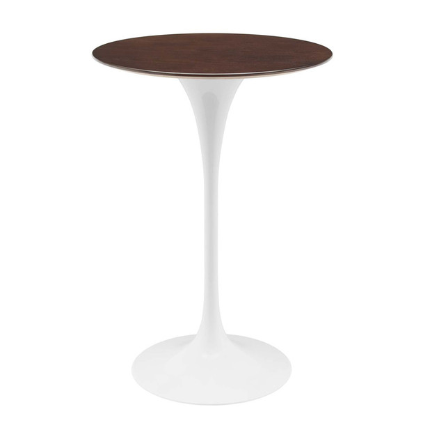 Modway EEI-5199-WHI-CHE Lippa 28" Bar Table - White/Cherry Walnut