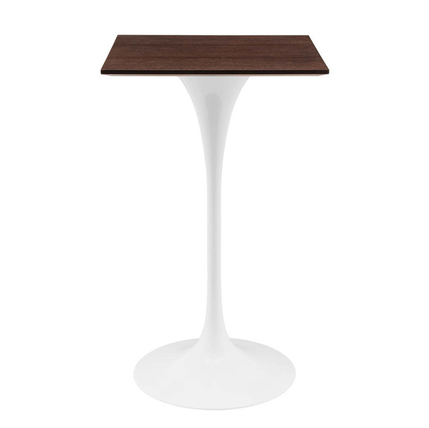 Modway EEI-5201-WHI-CHE Lippa 28" Square Bar Table - White/Cherry Walnut