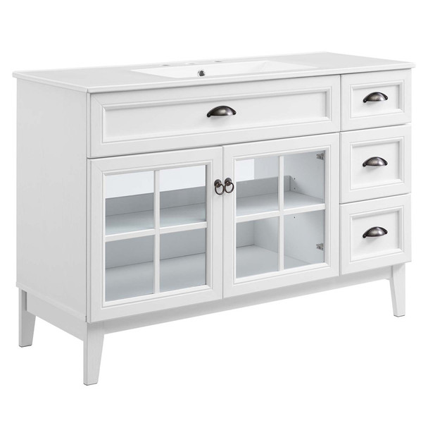 Modway EEI-5427-WHI-WHI Isle 48" Bathroom Vanity Cabinet - White/White