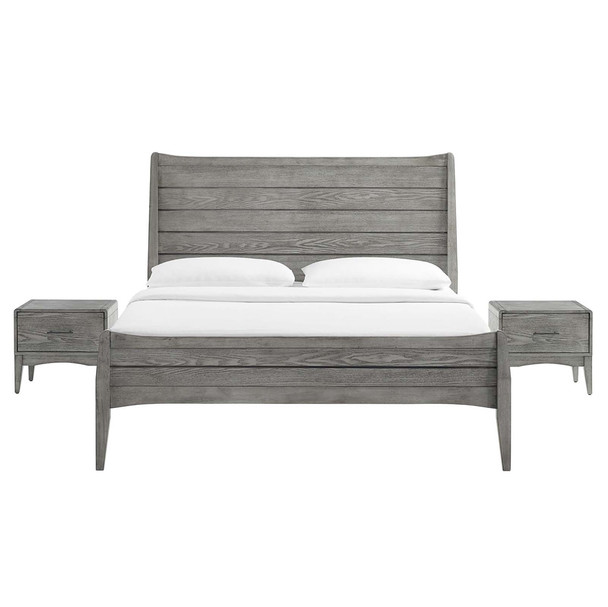 Modway MOD-6720-GRY-SET Georgia 3 Piece Full Bedroom Set - Gray