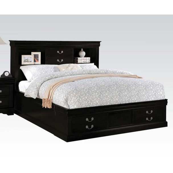 ACME 24390Q Louis Philippe Iii - Black Storage Queen Bed