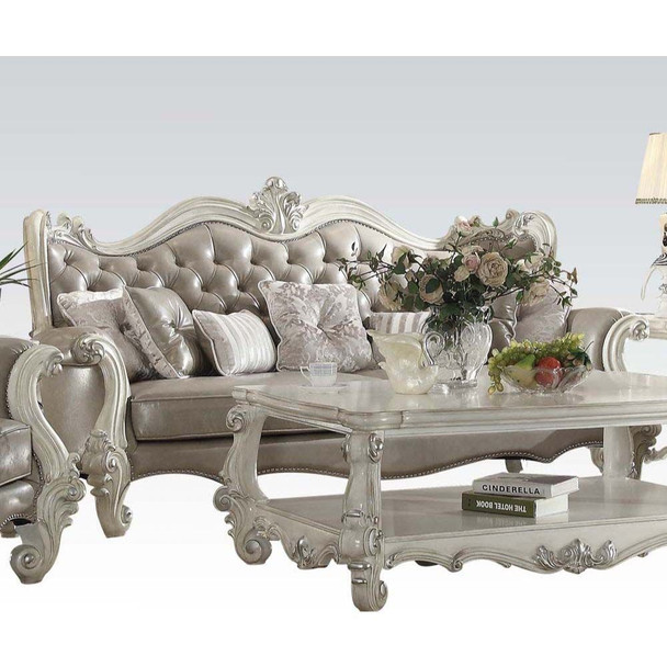 ACME 52125 Versailles Kd Antique White Sofa