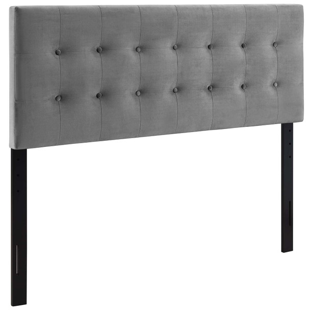 Modway Emily Queen Biscuit Tufted Performance Velvet Headboard Gray MOD-6116-GRY