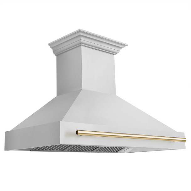 ZLINE 48" Autograph Edition Stainless Steel Range Hood with Stainless Steel Shell and Gold Handle 8654STZ-48-G