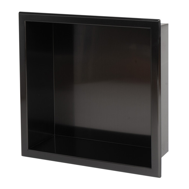 ALFI brand ABNP1212-BB 12" x 12" Brushed Black PVD Stainless Steel Square Single Shelf Shower Niche