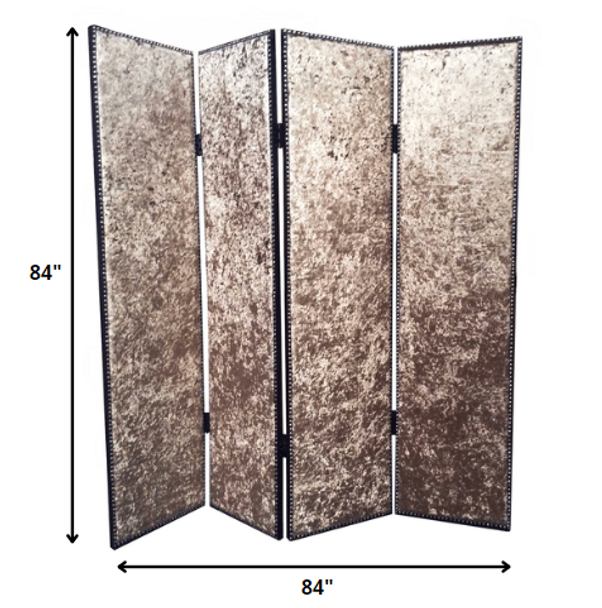 1 x 84 x 84 Bronze Wood & Fabric  Screen