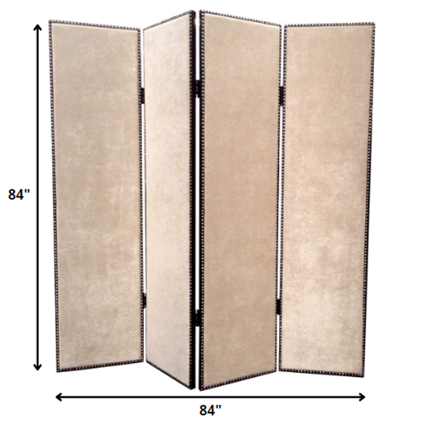 1 x 84 x 84 Beige Wood & Fabric Chateau  Screen