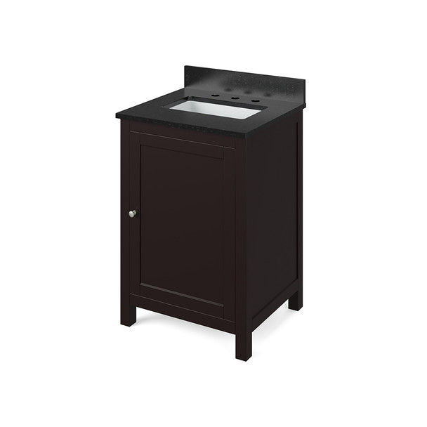 24" Espresso Astoria Vanity, Black Granite Vanity Top, undermount rectangle bowl