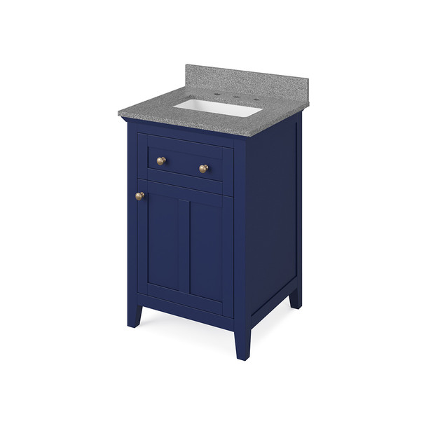 24" Hale Blue Chatham Vanity, Steel Grey Cultured Marble Vanity Top, undermount rectangle bowl