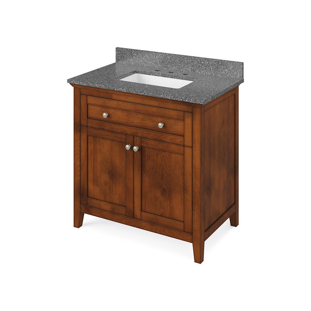 36" Chocolate Chatham Vanity, Boulder Cultured Marble Vanity Top, undermount rectangle bowl