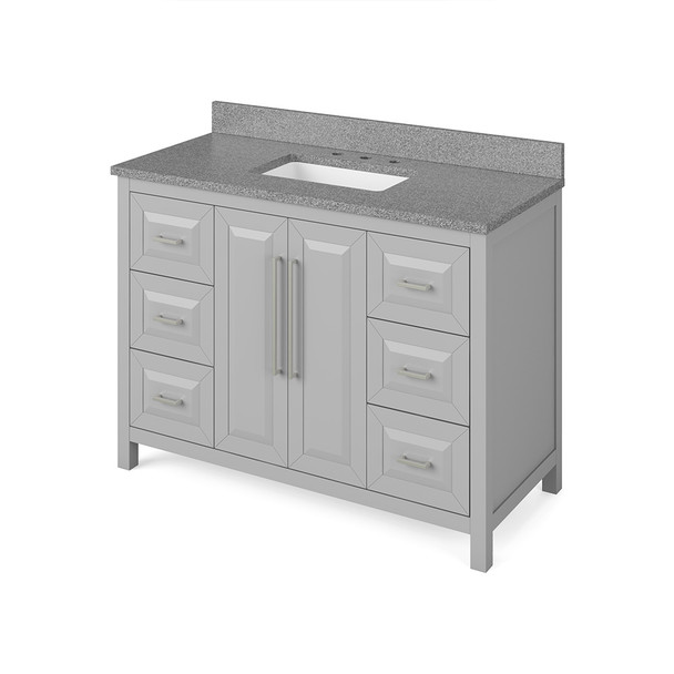 48" Grey Cade Vanity, Steel Grey Cultured Marble Vanity Top, undermount rectangle bowl