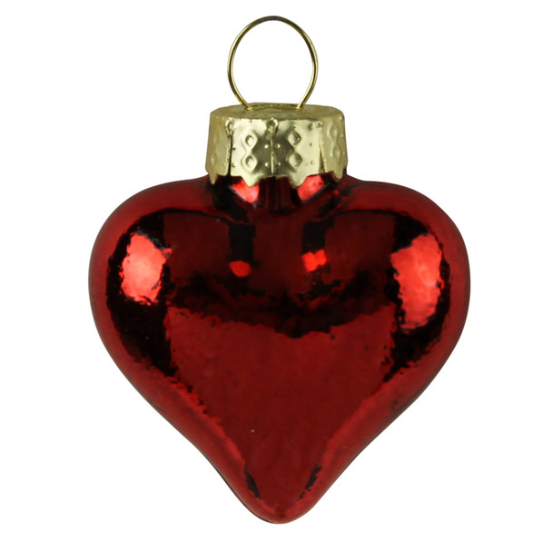 HEART ORNAMENTS, GLASS - BOX OF 12