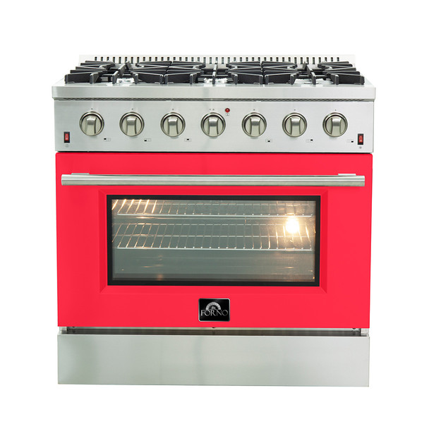 Forno Vittorio- 36" Freestanding Gas Range with Red Door FFSGS6244-36RED