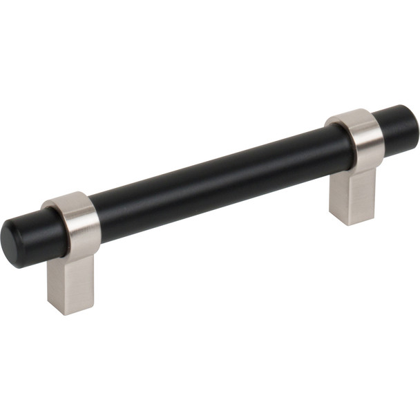 Jeffrey Alexander 96 mm Center-to-Center Matte Black with Satin Nickel Key Grande Cabinet Bar Pull 596MBSN