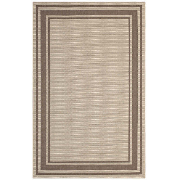 Modway Rim Solid Border 5x8 Indoor and Outdoor Area Rug Light and Dark Beige R-1140A-58