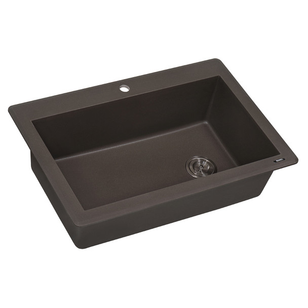 Ruvati 33 x 22 inch epiGranite Drop-in Topmount Granite Composite Single Bowl Kitchen Sink - Espresso Brown - RVG1033ES