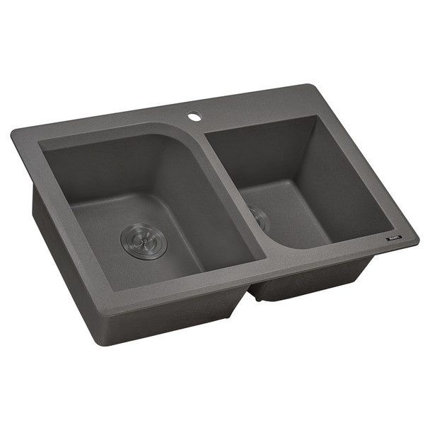 Ruvati 33 x 22 inch epiGranite Dual-Mount Granite Composite Double Bowl Kitchen Sink - Urban Gray - RVG1396GR
