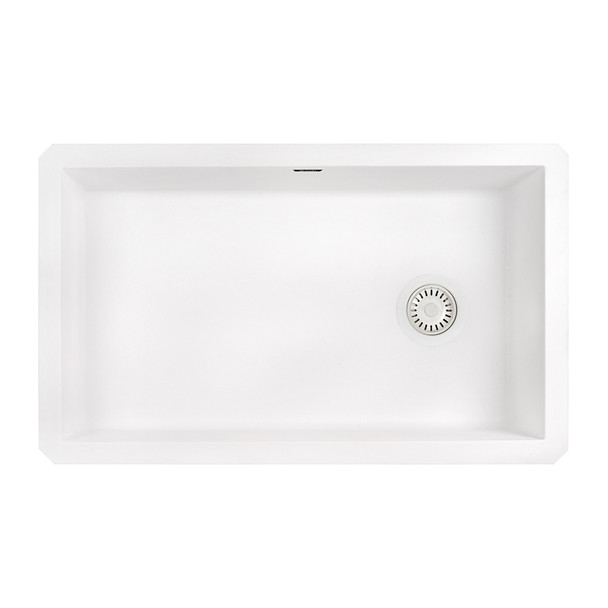 Ruvati 32 x 19 inch epiGranite Undermount Granite Composite Single Bowl Kitchen Sink - Arctic White - RVG2033WH