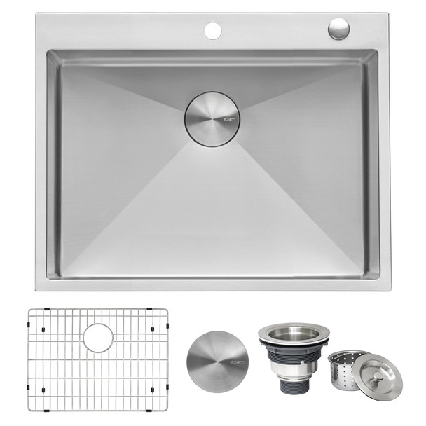 Ruvati 28-inch Drop-in Topmount 16 Gauge Stainless Steel Rounded Corners Kitchen Sink Single Bowl - RVH8008