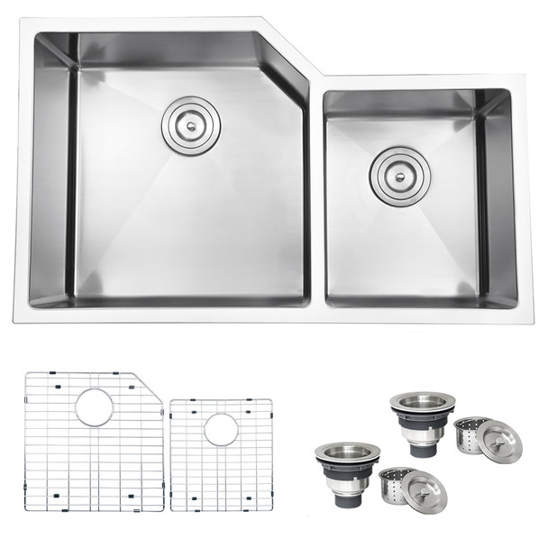 Ruvati 33" Undermount 16 Gauge Double Bowl Kitchen Sink - RVH8150