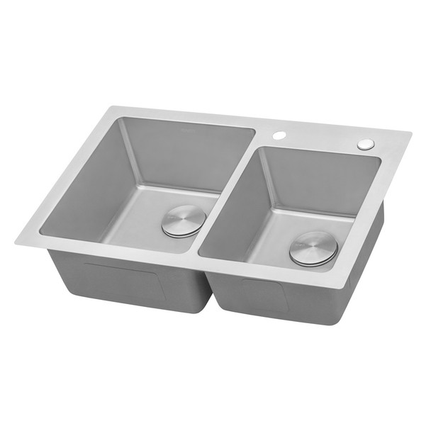 Ruvati 33 x 22 inch Drop-in Topmount Kitchen Sink 16 Gauge Stainless Steel 60/40 Double Bowl - RVM5166