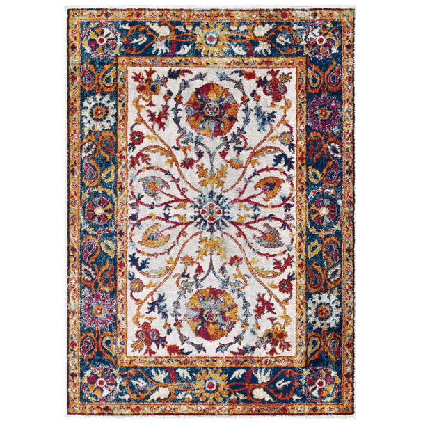 Modway Entourage Samira Distressed Vintage Floral Persian Medallion 5x8 Area Rug Multicolored R-1174A-58